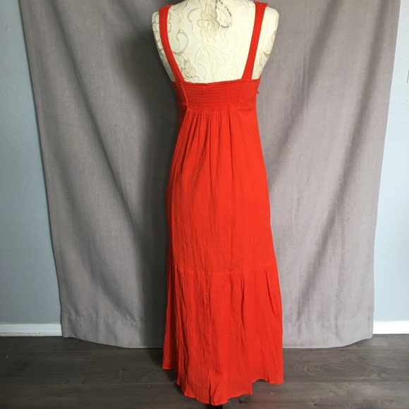 Beautiful Burnt Orange Flow Maxi Dress w/ Crochet - Picture 3 of 6